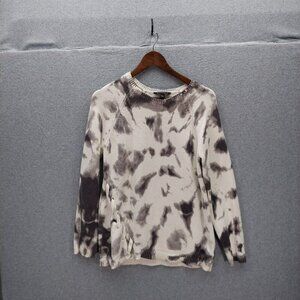 Rock & Republic Womens Tie-Dye Sweater L Large 60% Cotton 40% Acrylic Black & Wh
